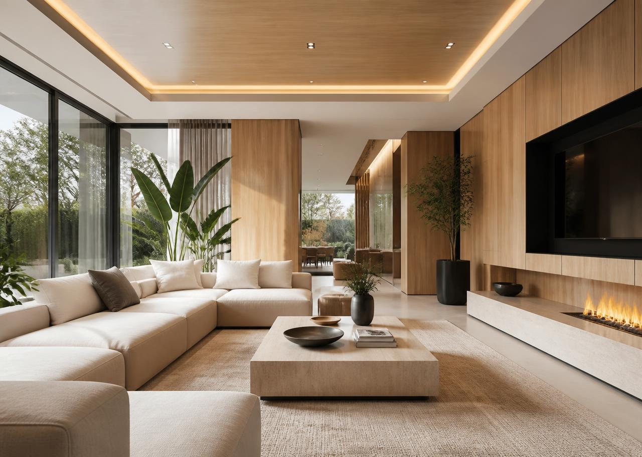 Refined contemporary living room interior